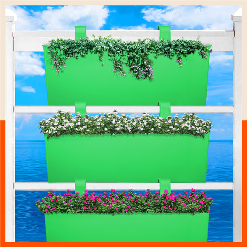 LEA Hanging Metal Pot Holders / Planters for Home / Balcony / Garden | Green - Set of 3